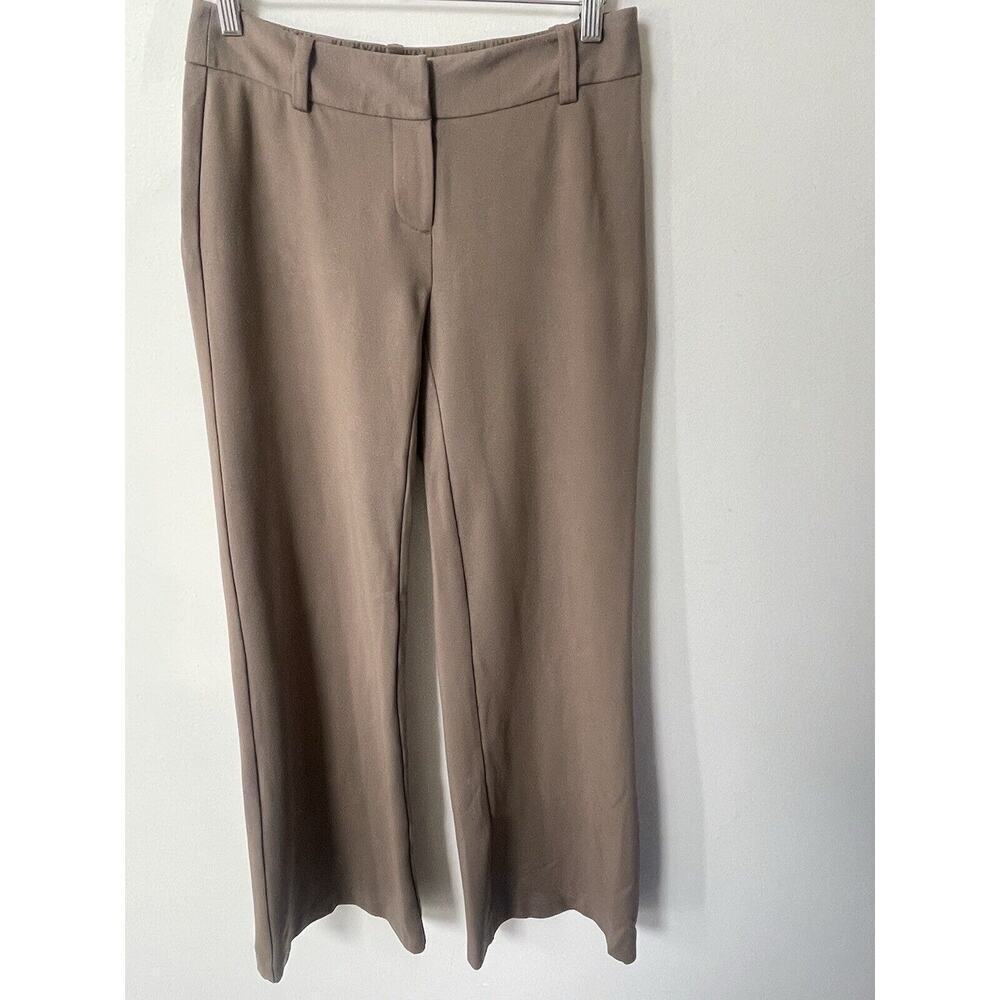 Trina Turk Pants Womens Taupe Low Rise Flat Front Wide Leg Casual Dress Trouser